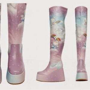 Hello kitty Jeffrey Campbell rainbow fairy Platform Boots 9 SUPER RARE